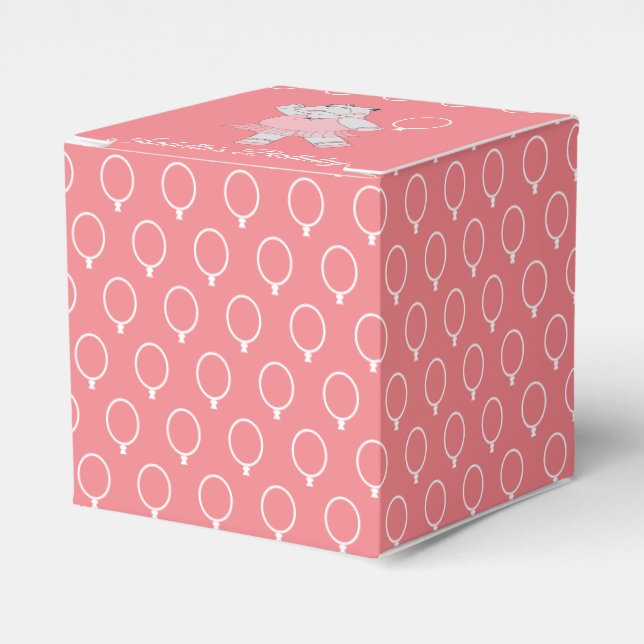 illusima Ballet Hippo Balloon Pattern Peach Favour Box (Front Side)
