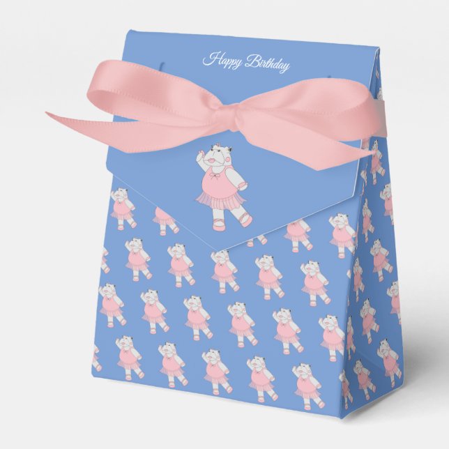 illusima Ballet Hippo Blue Birthday Gift Box/ Favour Box (Front Side)