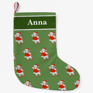 illusima Ballet Hippo Christmas Pattern Green Small Christmas Stocking