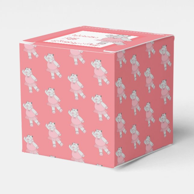 illusima Ballet Hippo Pattern Peach Birthday Party Favour Box (Front Side)