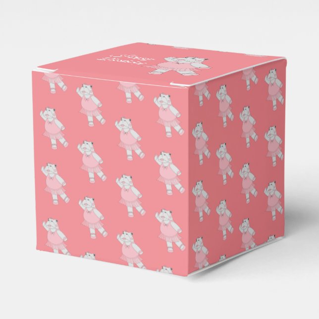 illusima Ballet Hippo Peach Birthday Gift Box/ Favour Box (Front Side)