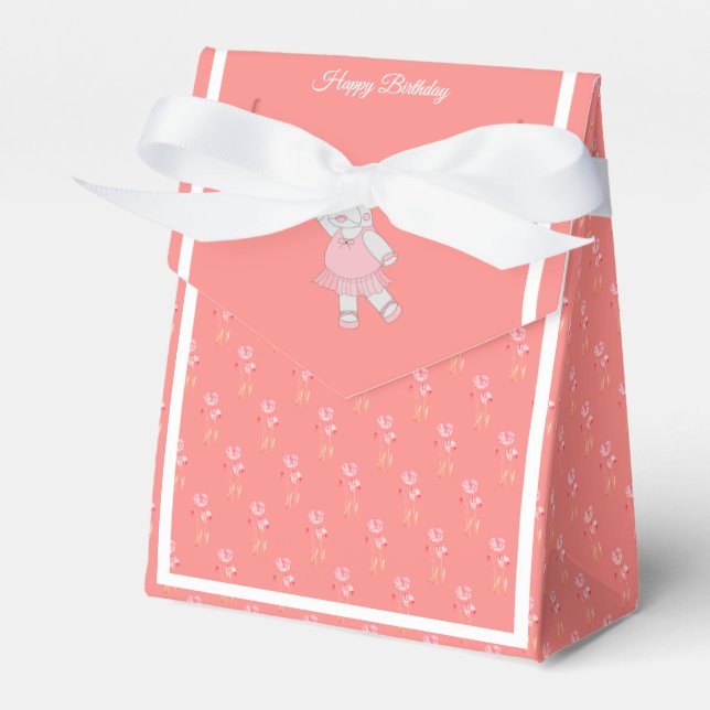 illusima Ballet Hippo Pink Tulips Peach Gift/ Favour Box (Front Side)