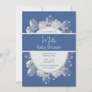 illusima Boho Blue Cream Tulips Baby Shower Invitation