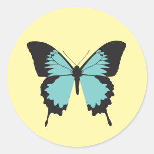 illusima Butterfly Yellow Classic Round Sticker