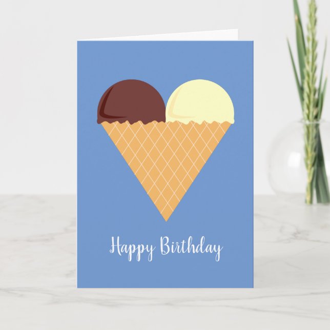 illusima Choc Banana Ice-Cream Blue Birthday Card (Front)