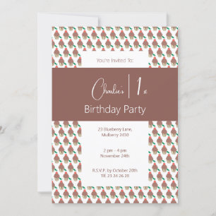 illusima Chocolate Cherry Cupcake 1st Birthday Invitation