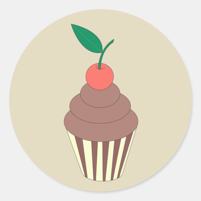 illusima Chocolate Cupcake with Cherry on Top Classic Round Sticker (Front)