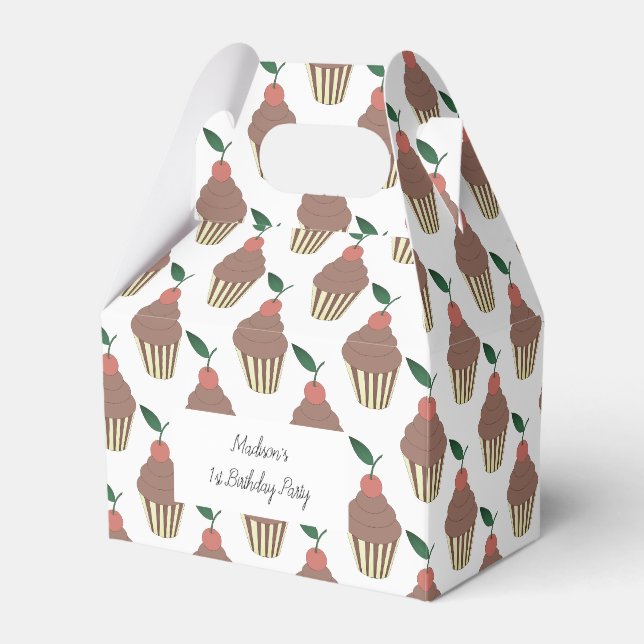 illusima Chocolate Frosting Cupcakes 1st Birthday Favour Box (Front Side)