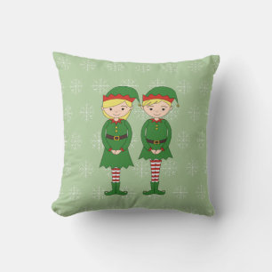 illusima Christmas Elves Snowflakes Green Cushion
