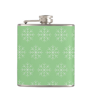 illusima Christmas Snowflakes Light Green Hip Flask