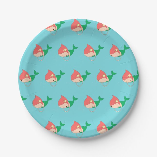 illusima Cotton Candy Mermaid Paper Plate (Front)