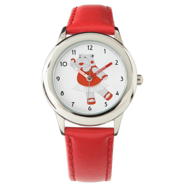 illusima Dancing Hippo Red Kids Watch (Front)