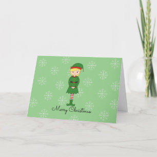 illusima Elf Christmas Snowflakes Light Green Holiday Card