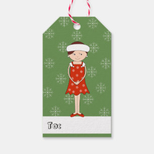 illusima Girl in Snowflake Dress Christmas Gift Tags