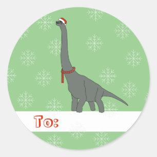 illusima Grey Long-Necked Dinosaur Christmas Classic Round Sticker