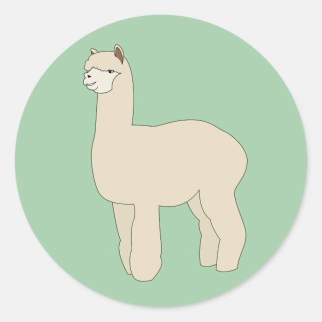 illusima Llama Green Classic Round Sticker (Front)