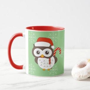 illusima Mr Owl Christmas Snowflakes Light Green Mug