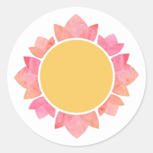 illusima Pink Gradient Sunflower Yellow White Classic Round Sticker