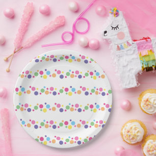 illusima Rainbow Spots and Dots Pattern Party Paper Plate