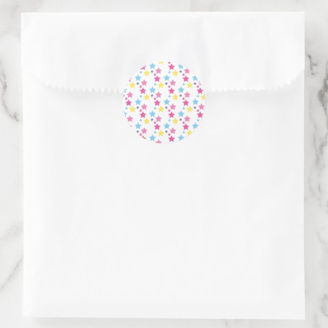 illusima Rainbow Stars Party Classic Round Sticker (Bag)