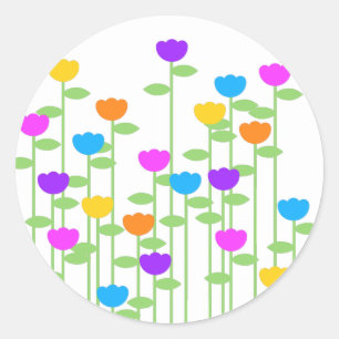 illusima Rainbow Wild Flowers white Classic Round Sticker