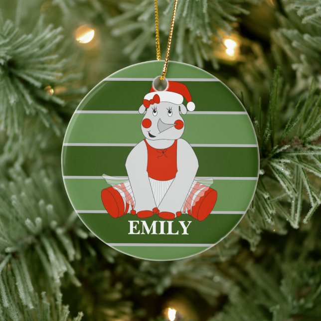 illusima Rhino Personalized Christmas Ceramic Tree Decoration (Tree)