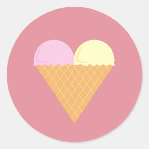 illusima Strawberry Banana Ice-cream Pink Classic Round Sticker