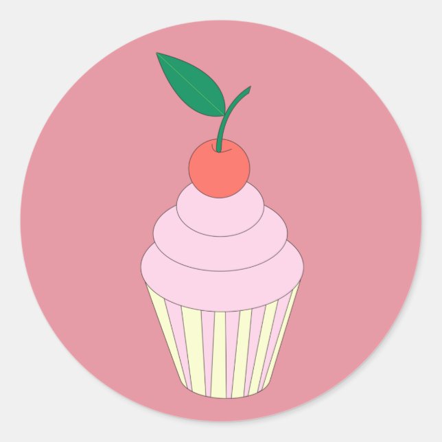 illusima Strawberry Cupcake Pink Classic Round Sticker (Front)