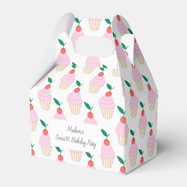 illusima Strawberry Frosting Cupcakes Sweet 16 Favour Box (Front Side)