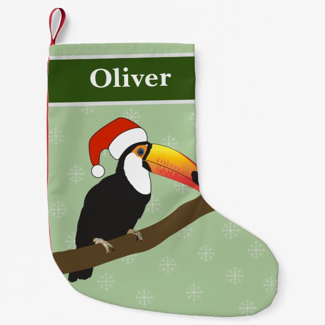 illusima Toucan Christmas Snowflakes Small Christmas Stocking (Front)