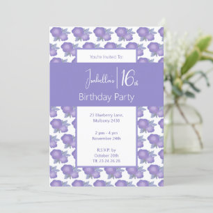 illusima Watercolor Floral Sweet 16th Birthday Invitation