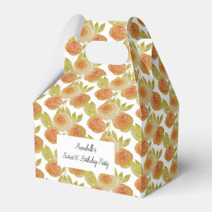 illusima Watercolour Apricot Floral Roses Sweet 16 Favour Box