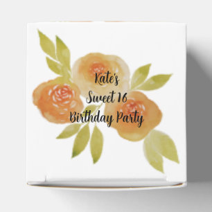 illusima Watercolour Apricot Roses Sweet 16 Favour Box