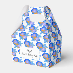 illusima Watercolour Gold & Blue Florals Sweet 16 Favour Box