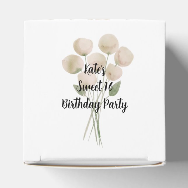 illusima Watercolour Peonies Sweet 16 Favour Box (Top)