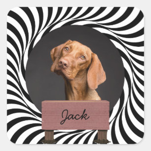 illusion christmas holiday Custom Dog Photo    Square Sticker