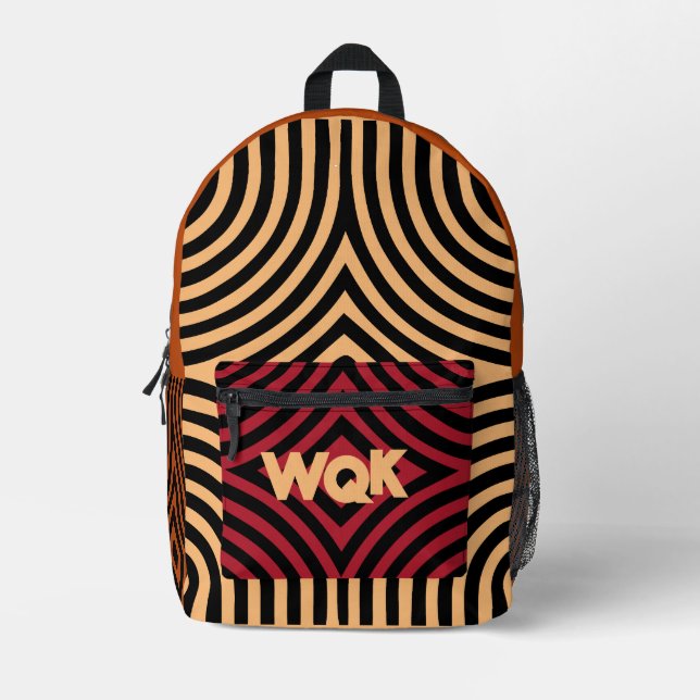 Illusion Peach & Marsala Custom Monogram Backpack (Front)