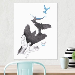 Illusions hands shadow birds Poster