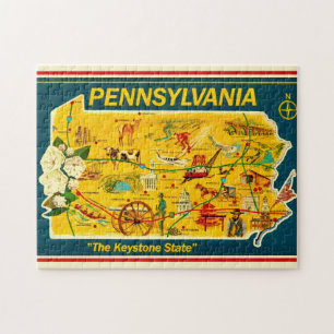Illustrated 11x14 Pennsylvania Map Jigsaw Puzzle