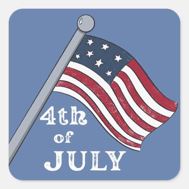 Illustrated 4th of July Flag Sticker (Front)
