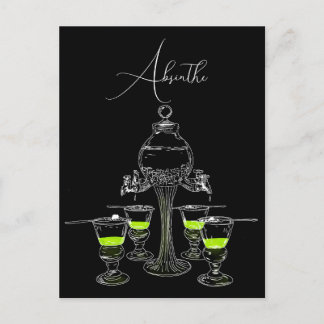 Illustrated Absinthe Set Postcard