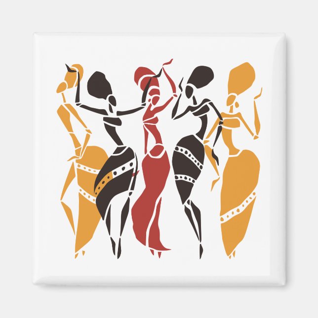 Illustrated African dancers background Magnet (Front)