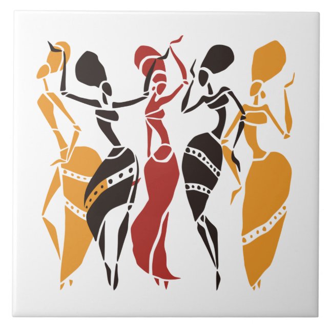 Illustrated African dancers background Tile (Front)