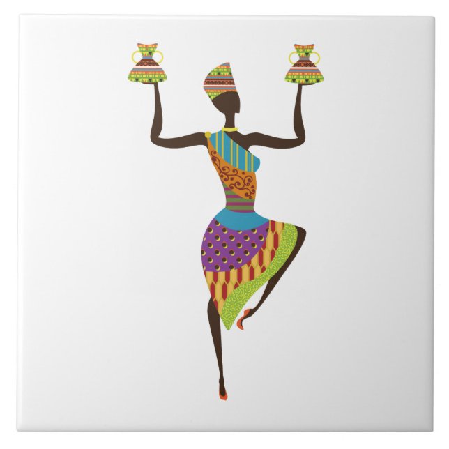 Illustrated African women background Tile (Front)