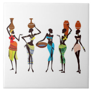 Illustrated African women background Tile