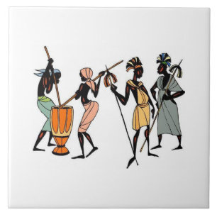 Illustrated African women background Tile