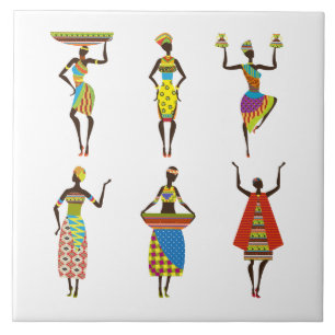 Illustrated African women background Tile