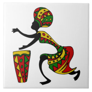 Illustrated African women background Tile