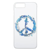 Illustrated Artsy Peace Sign Pen Art with Blue