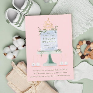Illustrated Baby Shower Cake Invitation